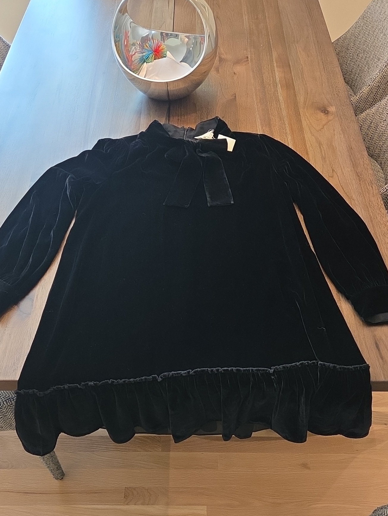 New Kate Spade Black Velvet Bow Neck Dress Xl